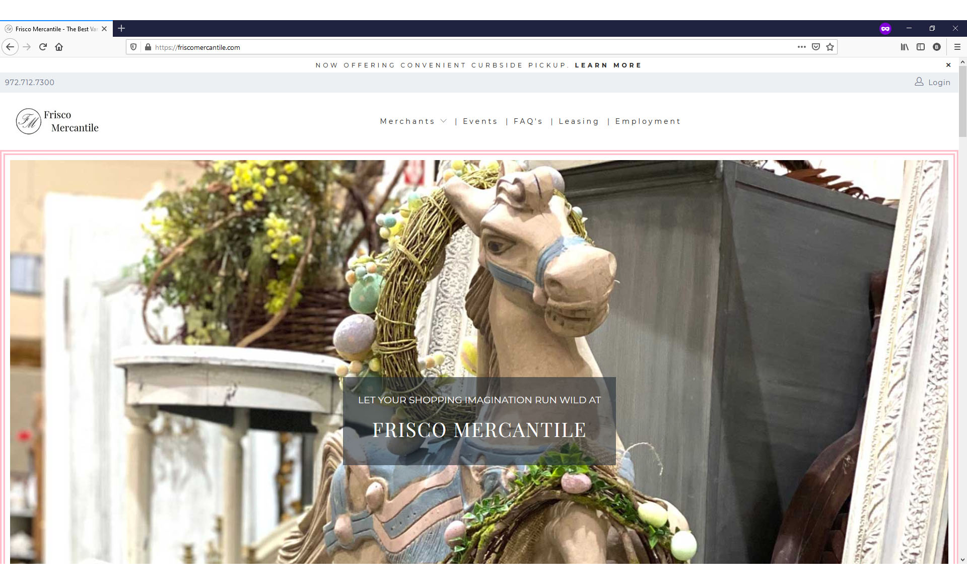 Frisco Mercantile website revamp project new homepage